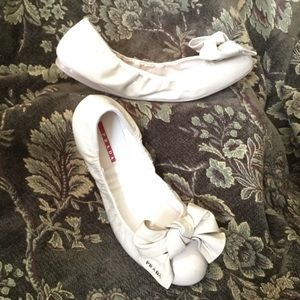 Prada nude patten leather ballet flats Sz 39/9